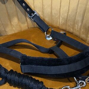 Horse Halter with lead rope set FULL size Black